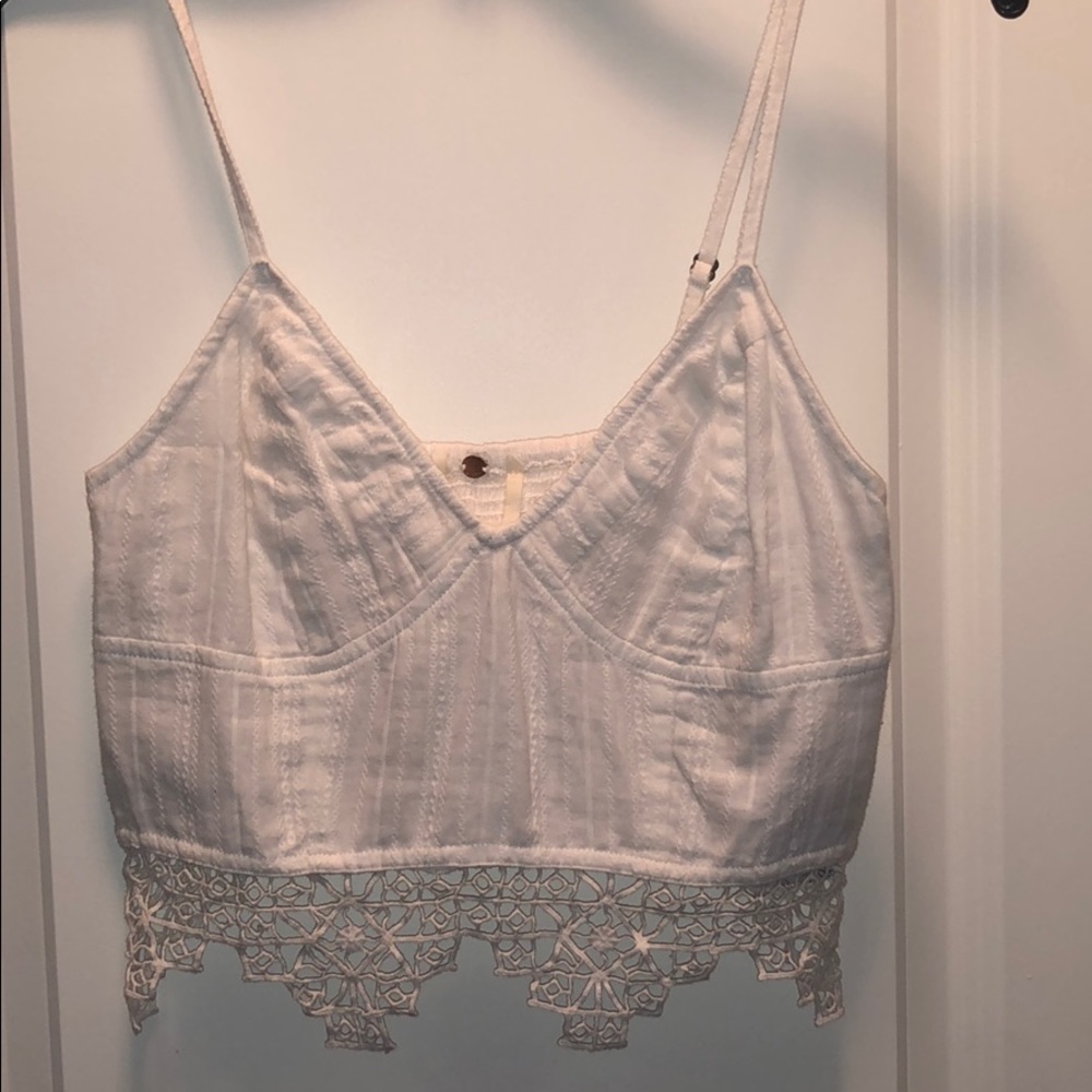 Free People White cropped thin strap bralette/tank
